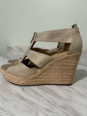 Michael Kor Beige Wedge Sandals - Espadrille Platform
